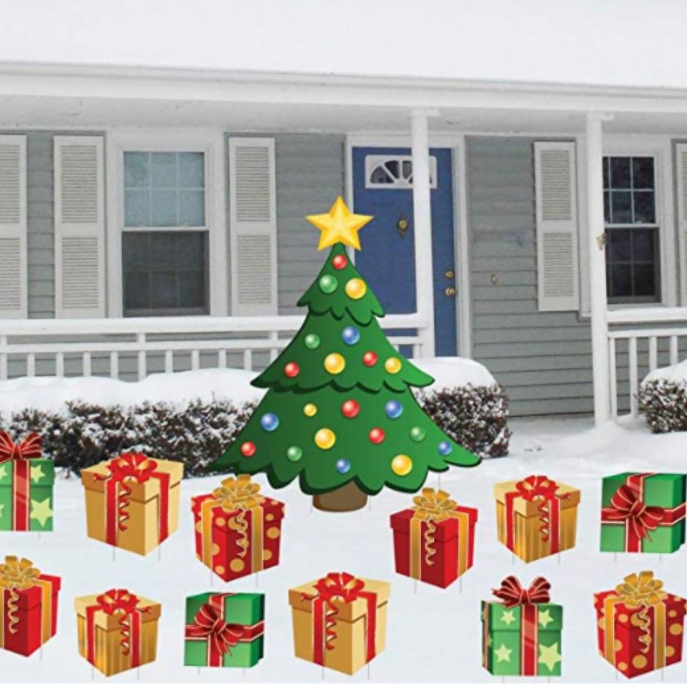 Christmas Tree with Presents Yard Decorations